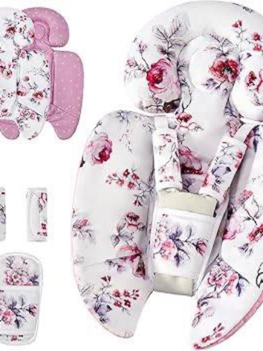Floral Pink Baby Support Seat Cushion - Infant Head & Body Support